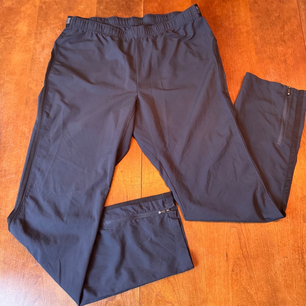 QOR Pants Mens Large Black Active Ripstop Tapered‎ Zipper Ankle Hiking Athletic